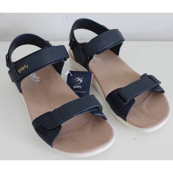 NIB Mens 9 Gdefy Hilnor Sandals Matte Blue Versoshock Technology - Picture 1 of 13